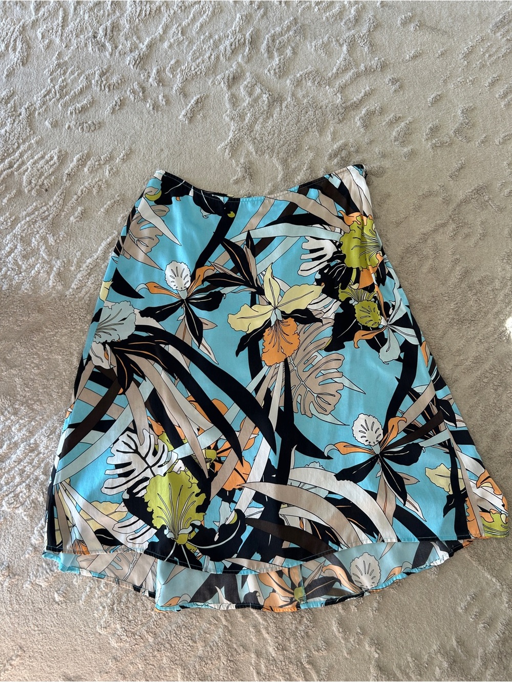 MEXX 100% Silk Tropical Floral Midi Skirt Size 10 (Medium/Large)